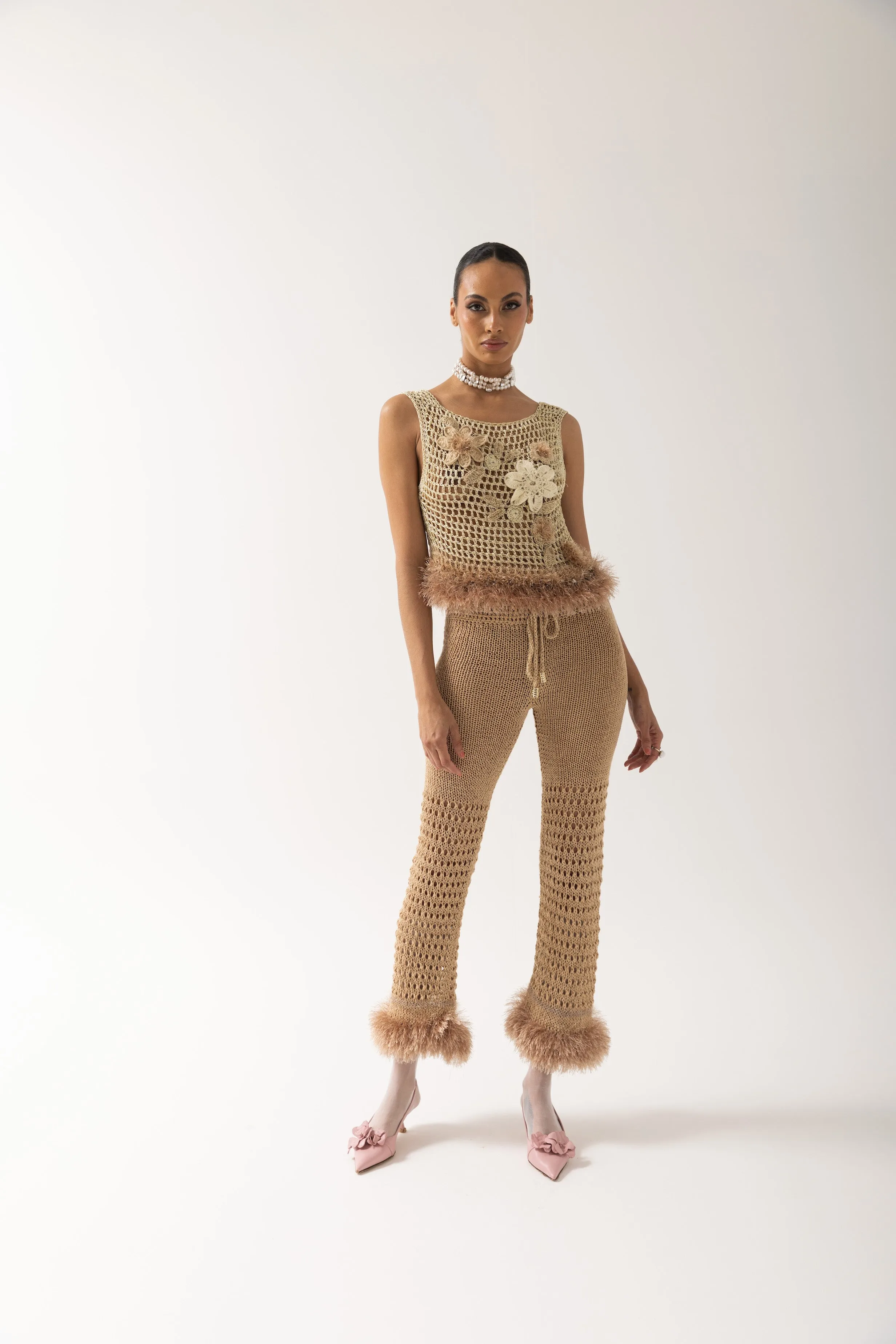Camel Handmade Knit Pants