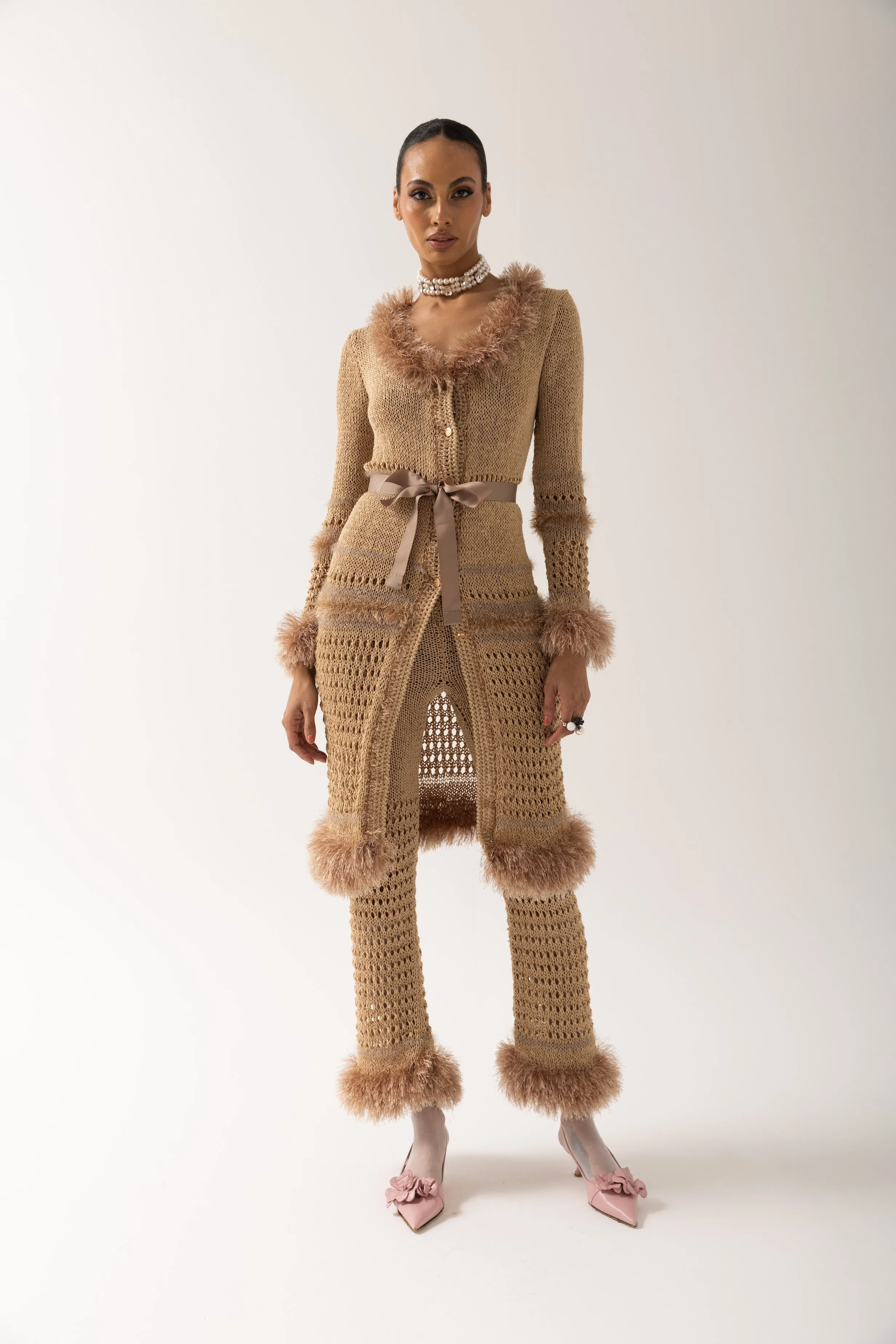 Camel Handmade Knit Pants