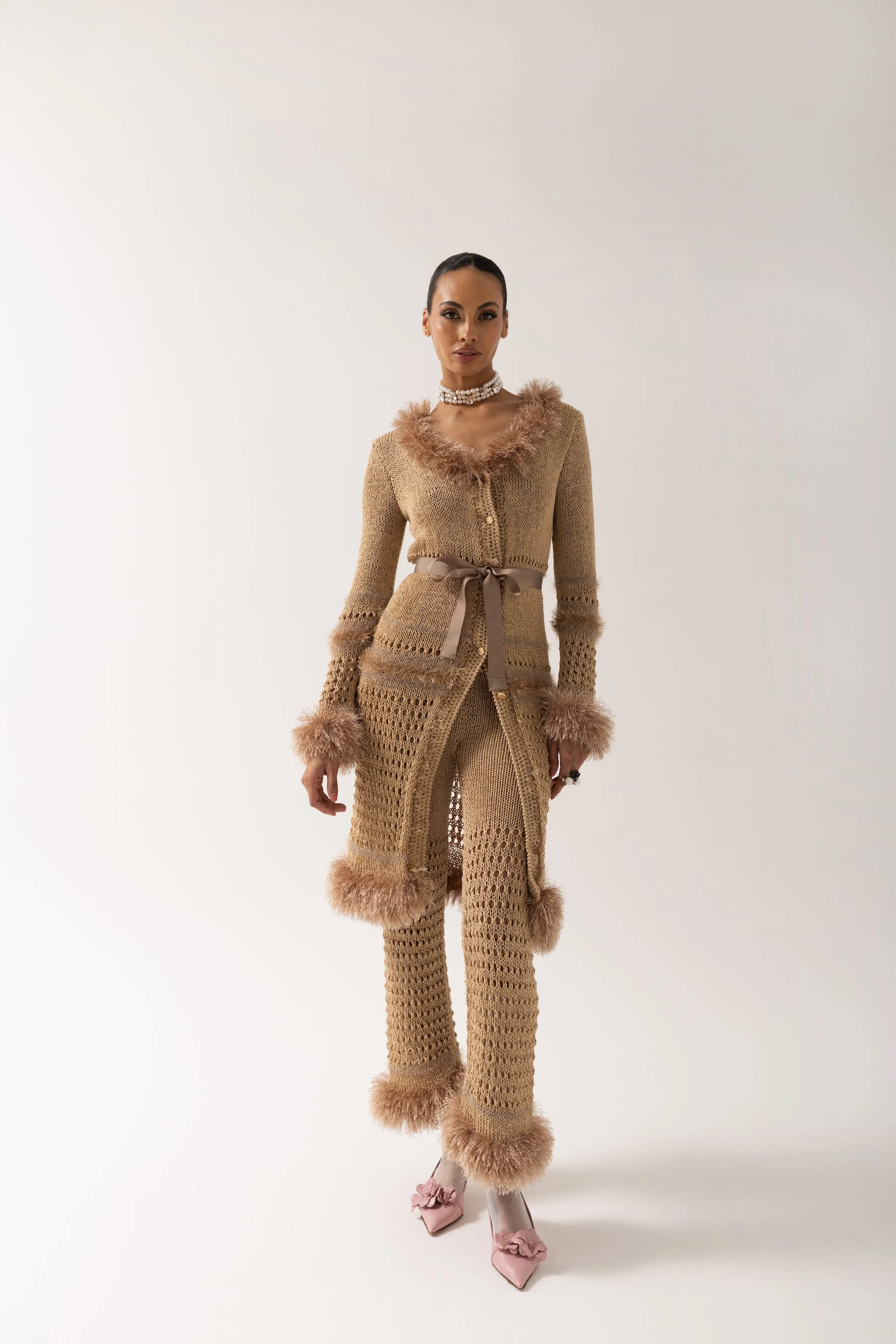 Camel Handmade Knit Pants