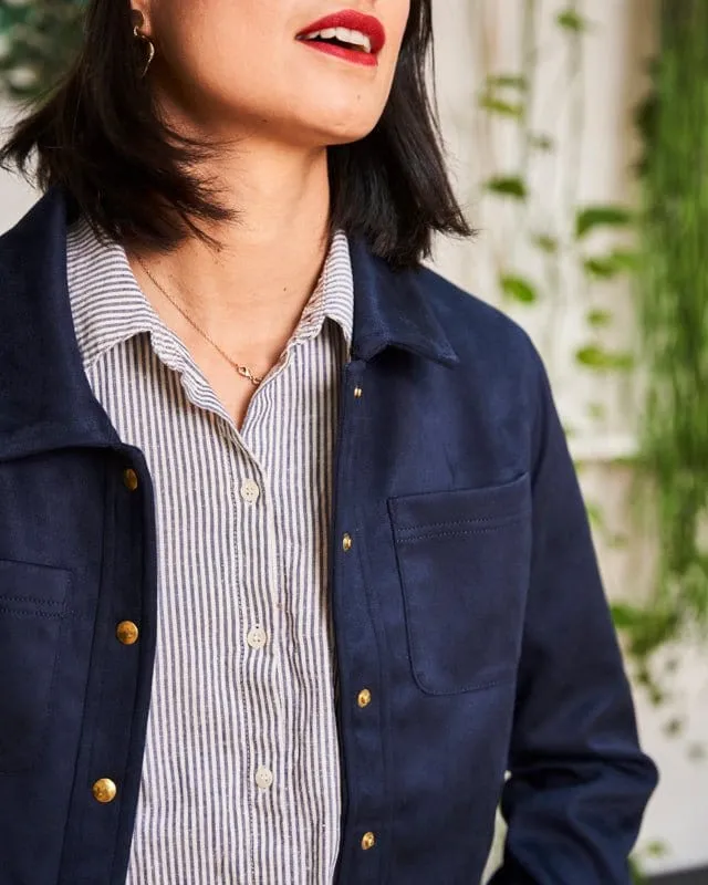 Camille Recycled Vegan Button Up Jacket | Blue