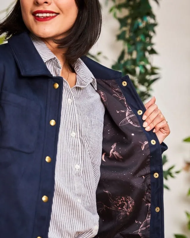 Camille Recycled Vegan Button Up Jacket | Blue