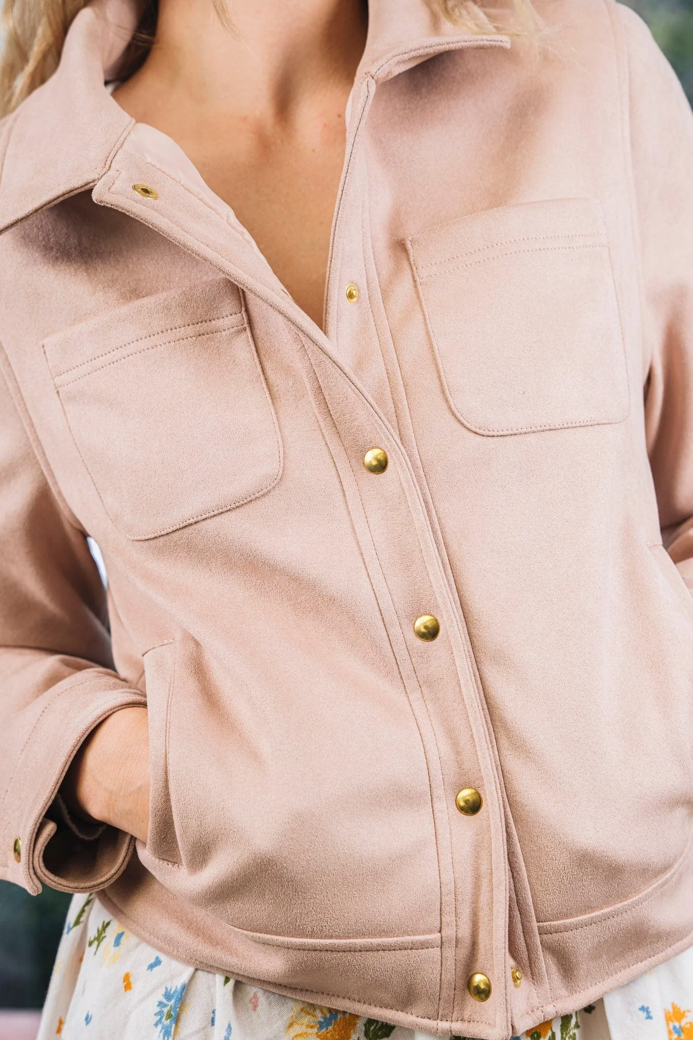 Camille Recycled Vegan Button Up Jacket | Blush