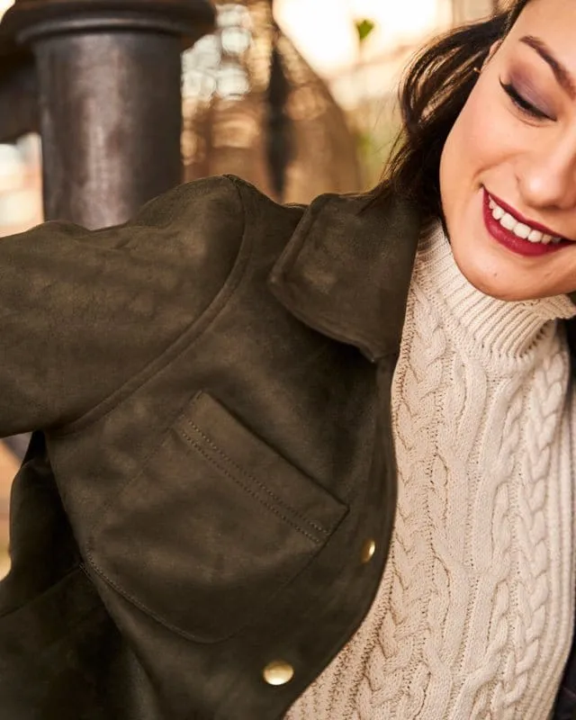 Camille Recycled Vegan Button Up Jacket | Green
