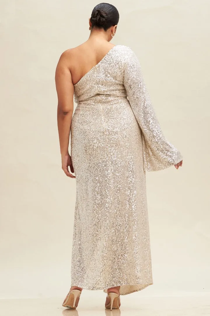 Capture the Moon Silver Sequins Long Dress
