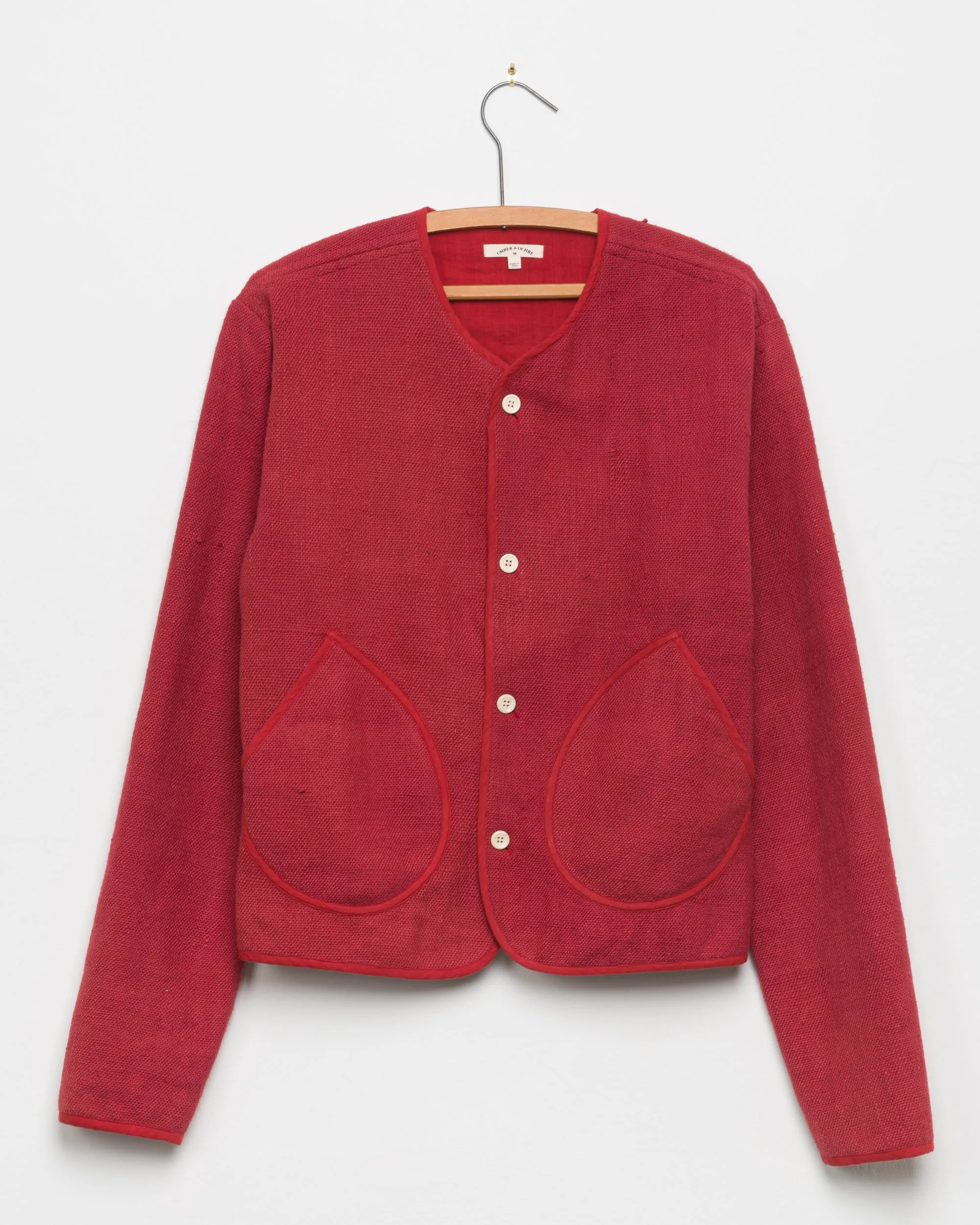 Cardigan in Red Nubby Cotton