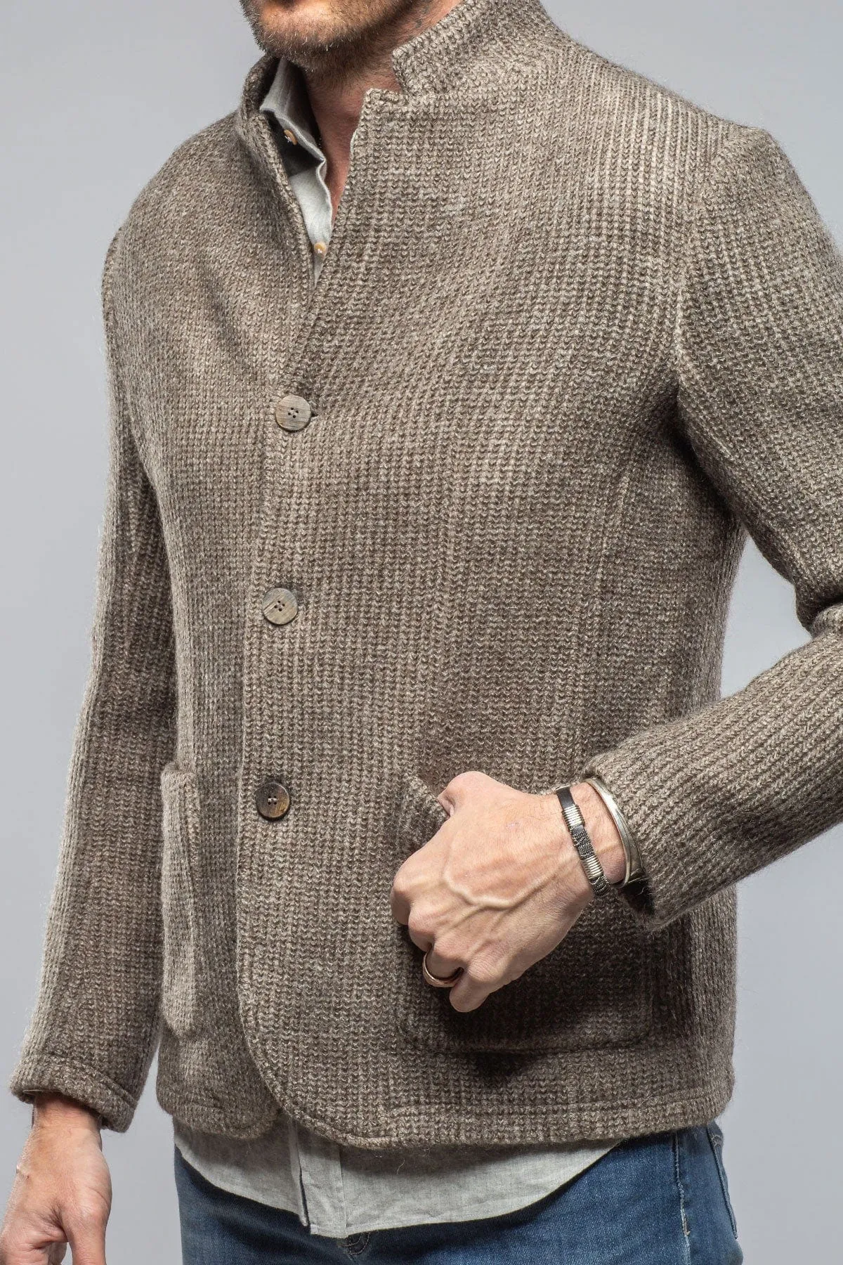 Cardigan Shirt Jacket In Grey