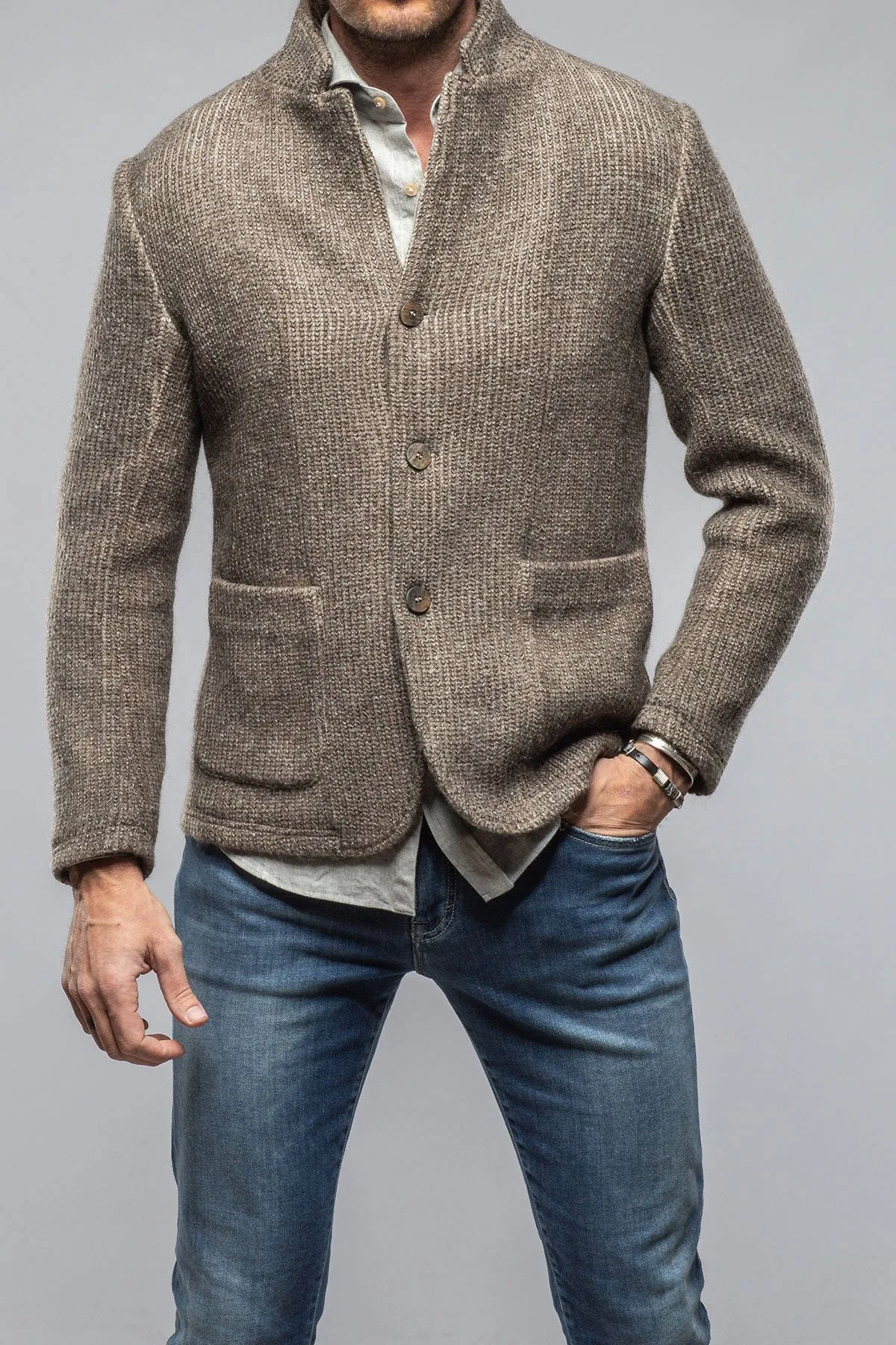 Cardigan Shirt Jacket In Grey