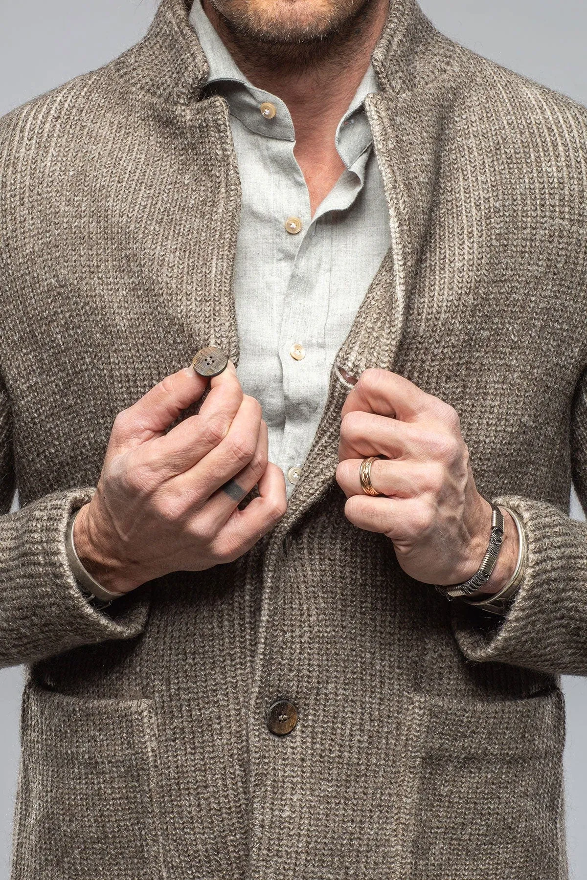 Cardigan Shirt Jacket In Grey