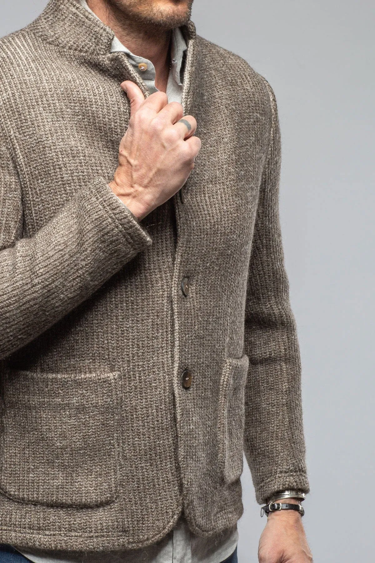Cardigan Shirt Jacket In Grey