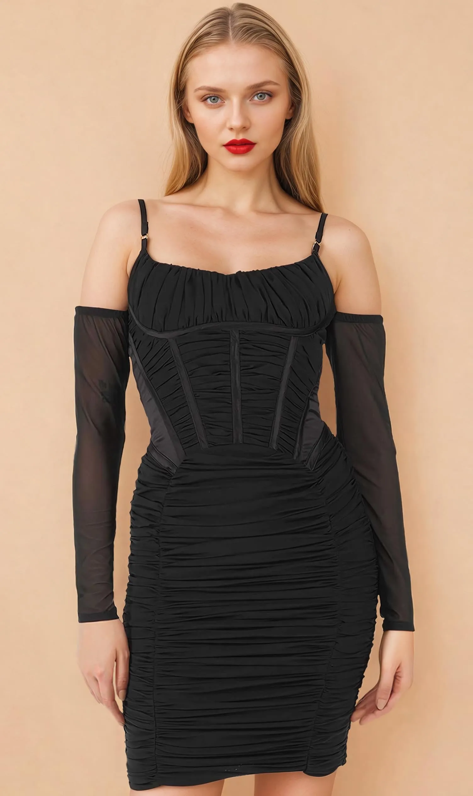 Carlee Mesh Black Corset Dress
