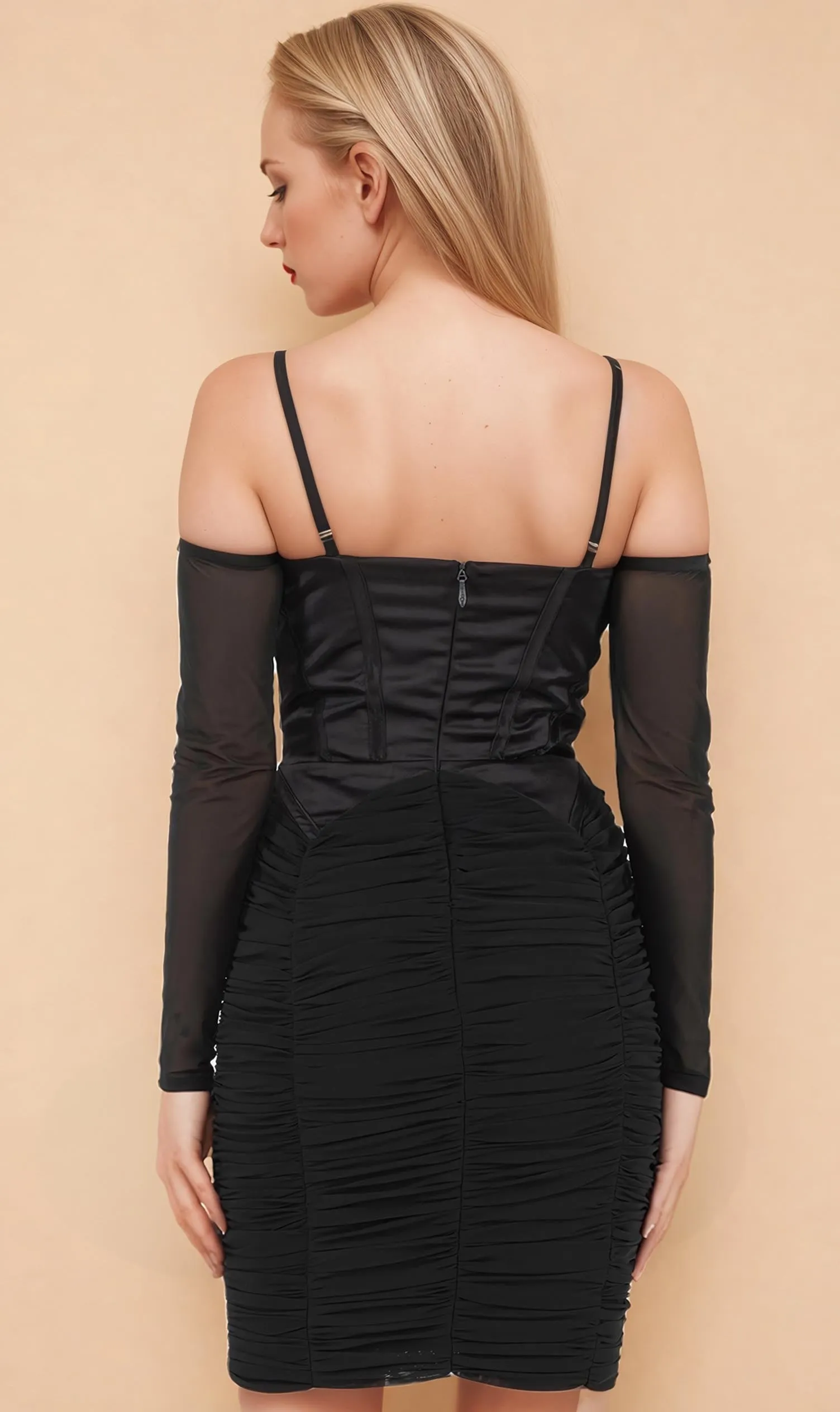 Carlee Mesh Black Corset Dress
