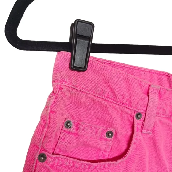 CARMAR Vibrant Pink Distressed Raw Hem Denim Jean Button Fly Shorts 25
