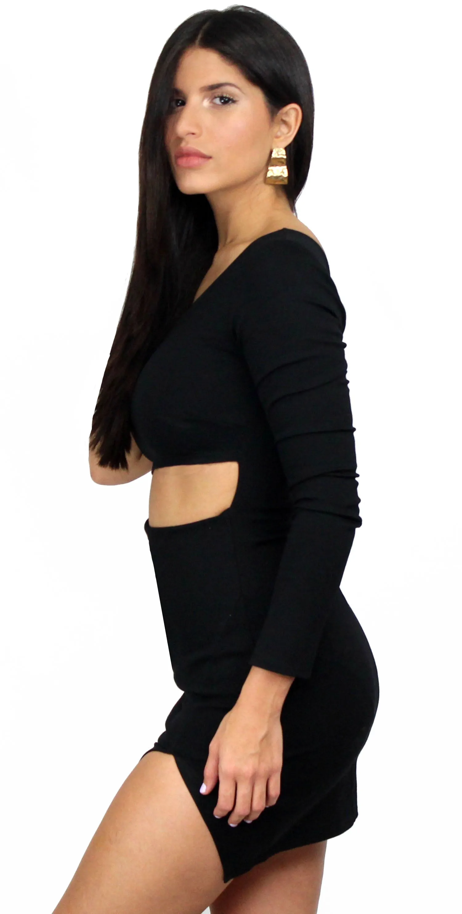 Center of Attention Black One-Shoulder Dress