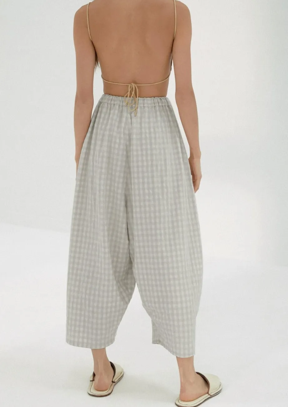 Checkered Maxi Pants, Pearl Blue