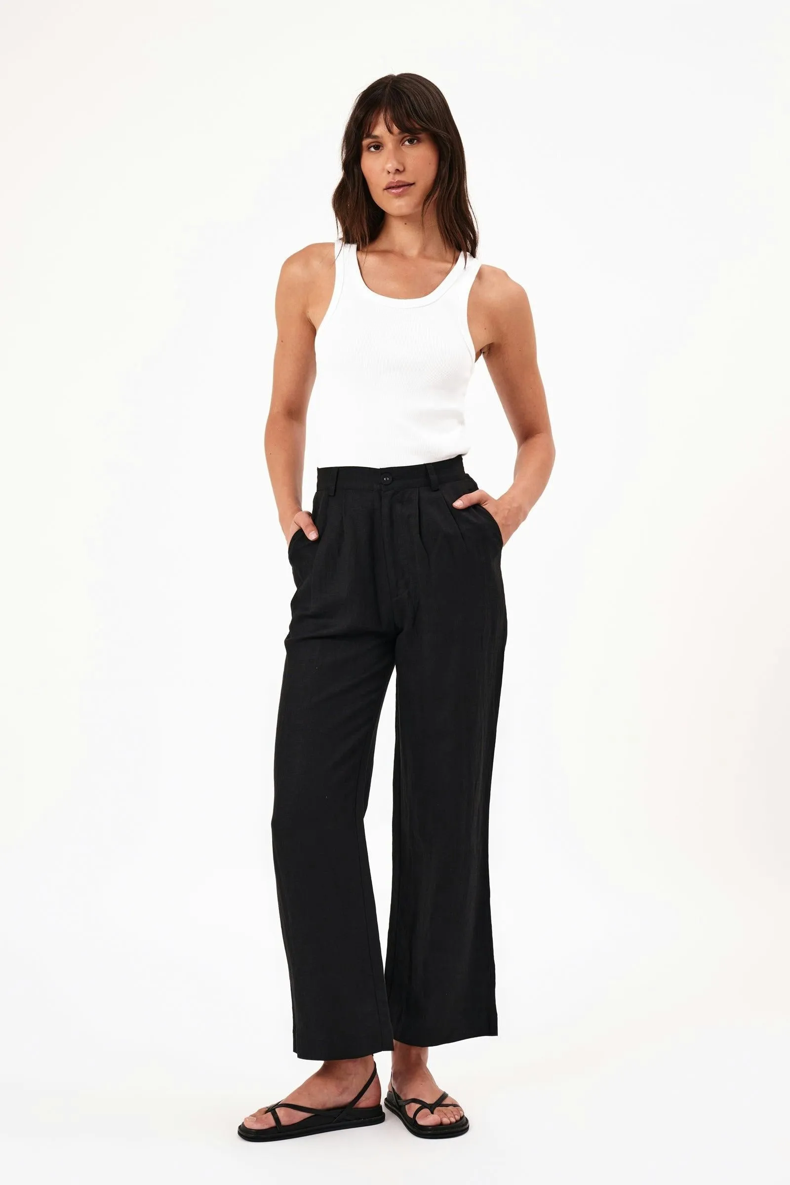 Chloe Pleat Linen Faded Black