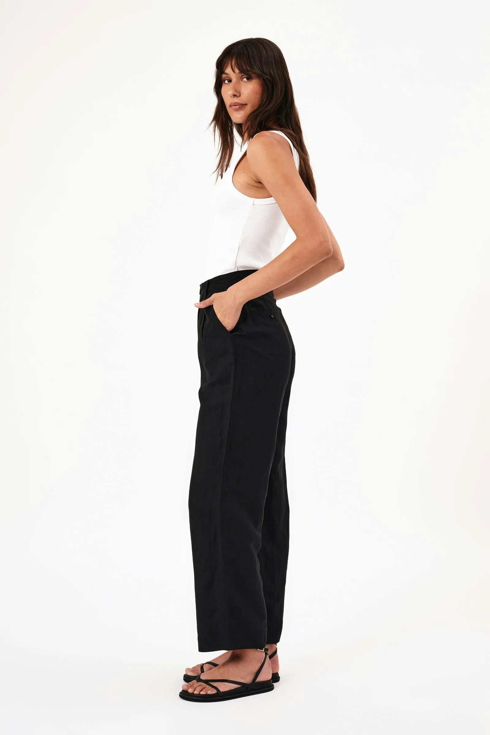 Chloe Pleat Linen Faded Black