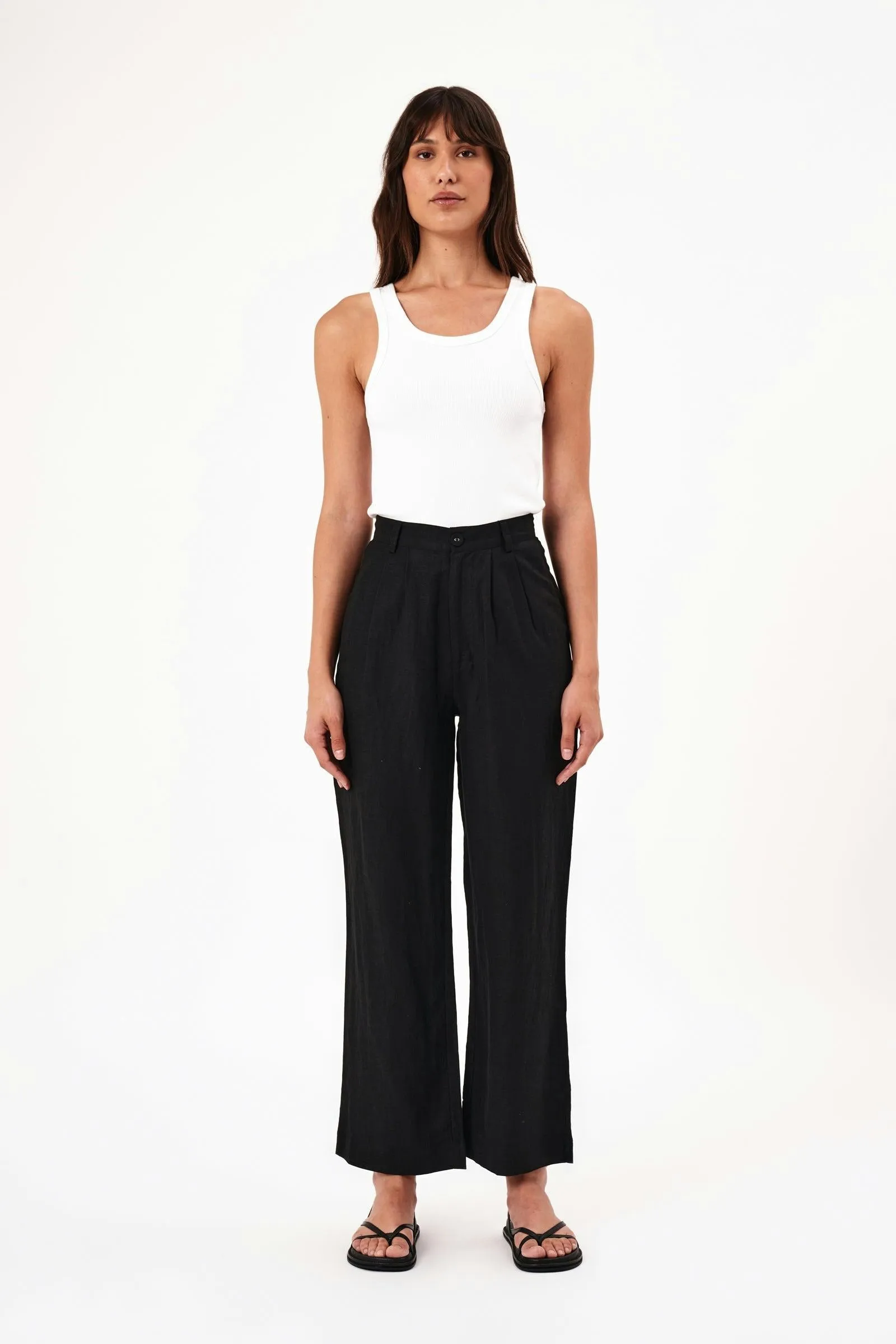 Chloe Pleat Linen Faded Black