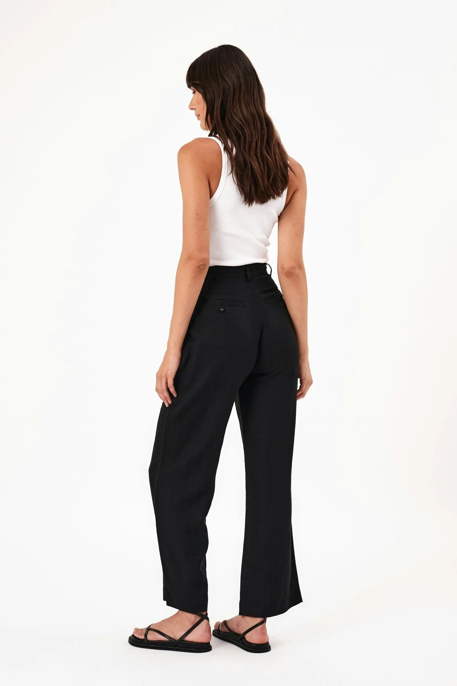 Chloe Pleat Linen Faded Black
