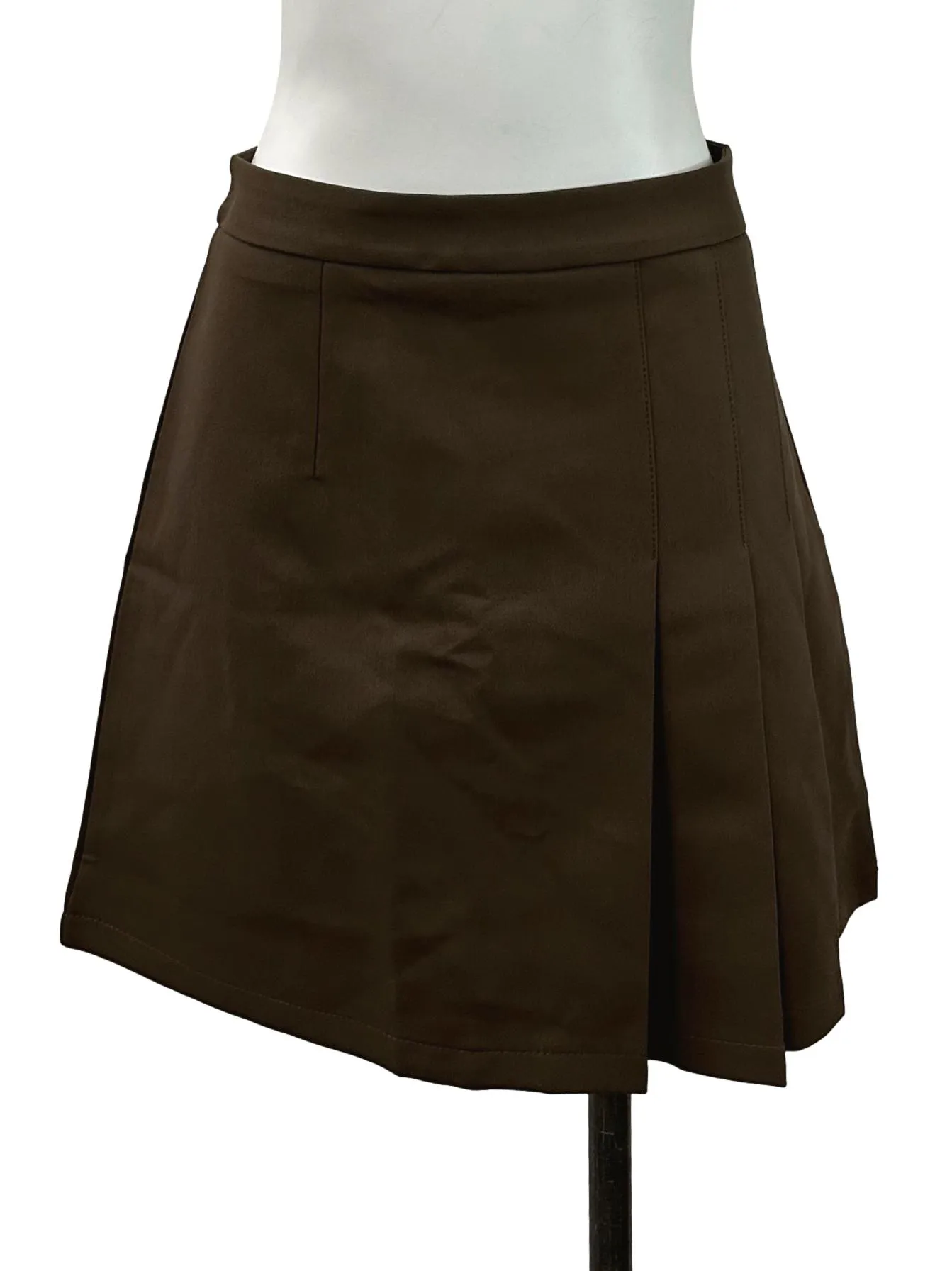 Chocolate Brown Side Pleated Skorts