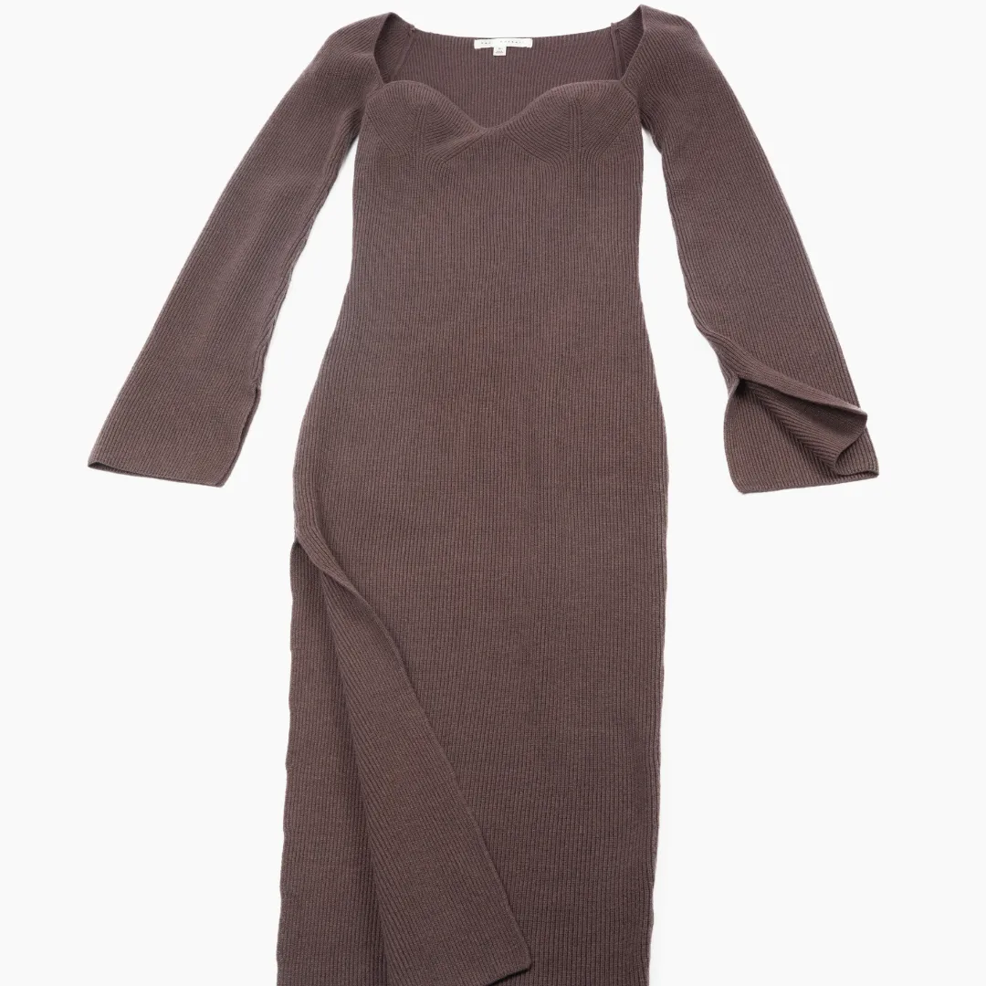Chocolate Sweetheart Cut Sweater Dress