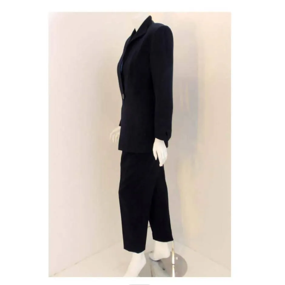 CHRISTIAN DIOR 1980's Two-Piece Dark Blue Pant Suit | Size 8