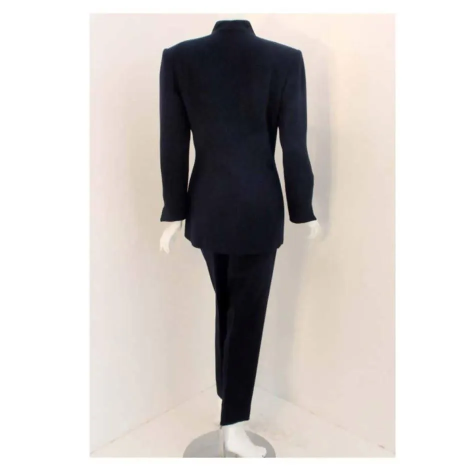 CHRISTIAN DIOR 1980's Two-Piece Dark Blue Pant Suit | Size 8