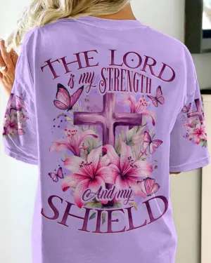Christianartbag 3D T-Shirt For Women, The Lord Is My Strength Women's All Over Print Shirt, Christian Shirt, Faithful Fashion, 3D Printed Shirts for Christian Women, CABWTS02060923.
