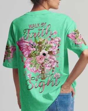 Christianartbag 3D T-Shirt For Women, Walk By Faith Not By Sight Women's All Over Print Shirt, Christian Shirt, Faithful Fashion, 3D Printed Shirts for Christian Women