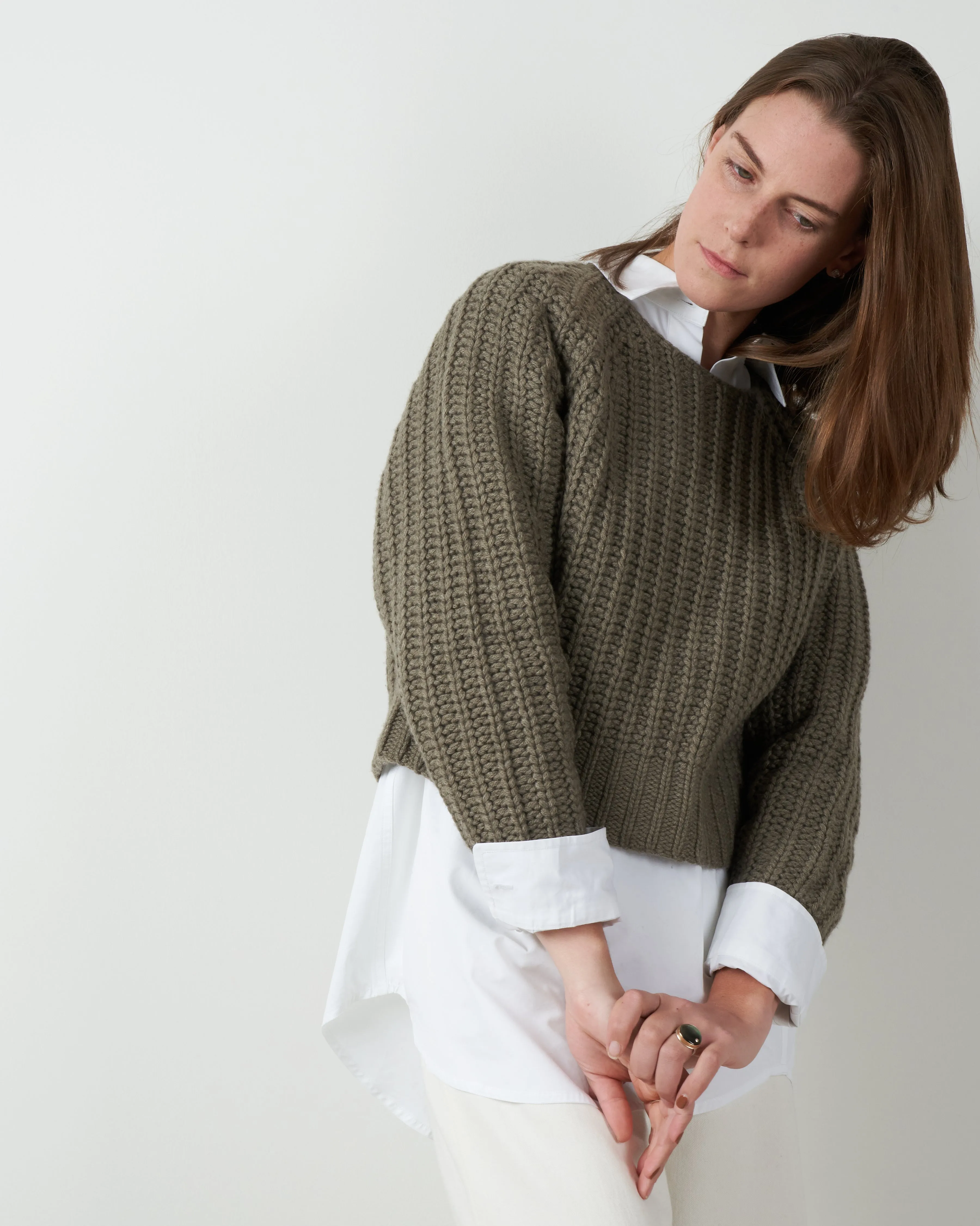 chunky cropped sweater - grey