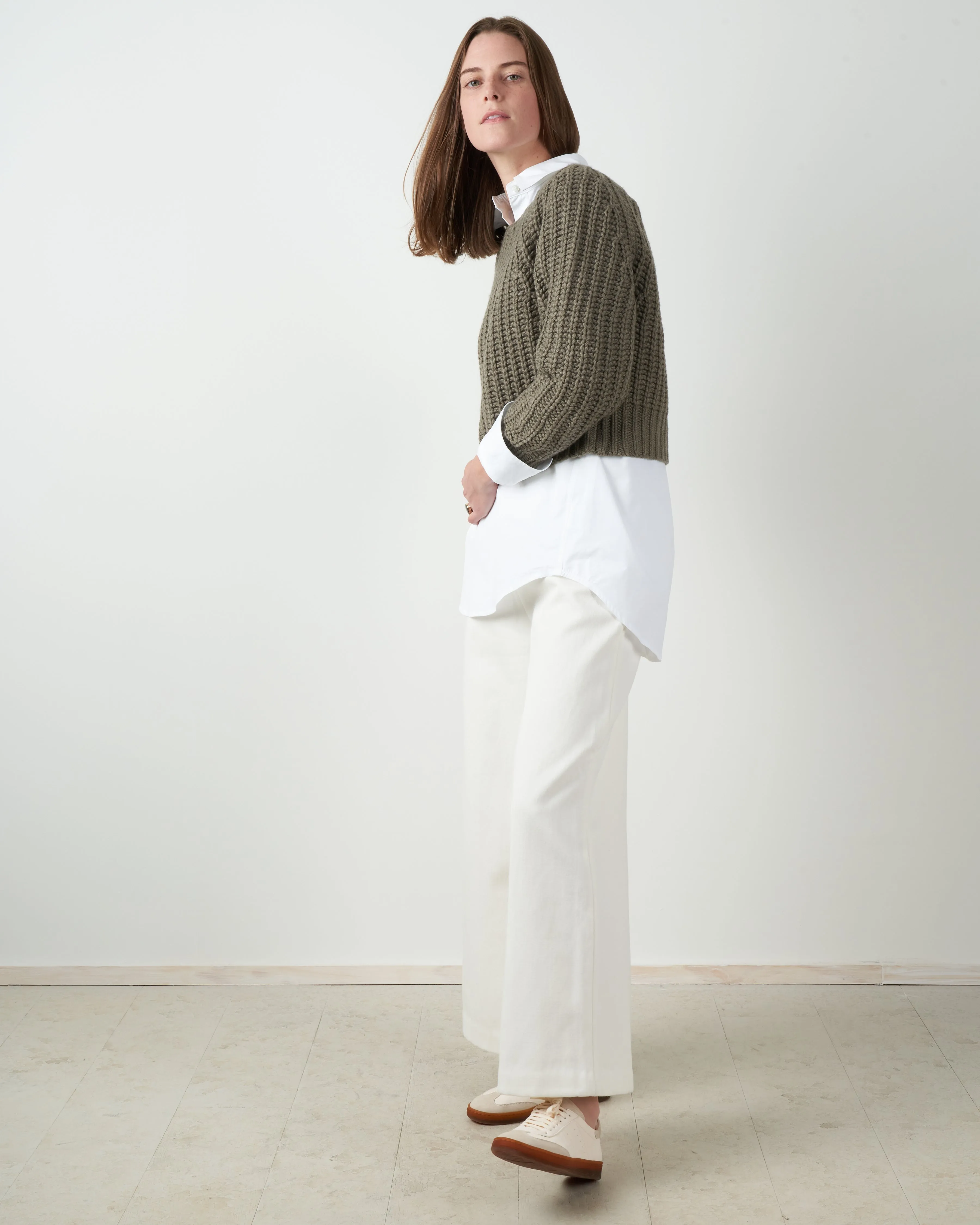 chunky cropped sweater - grey