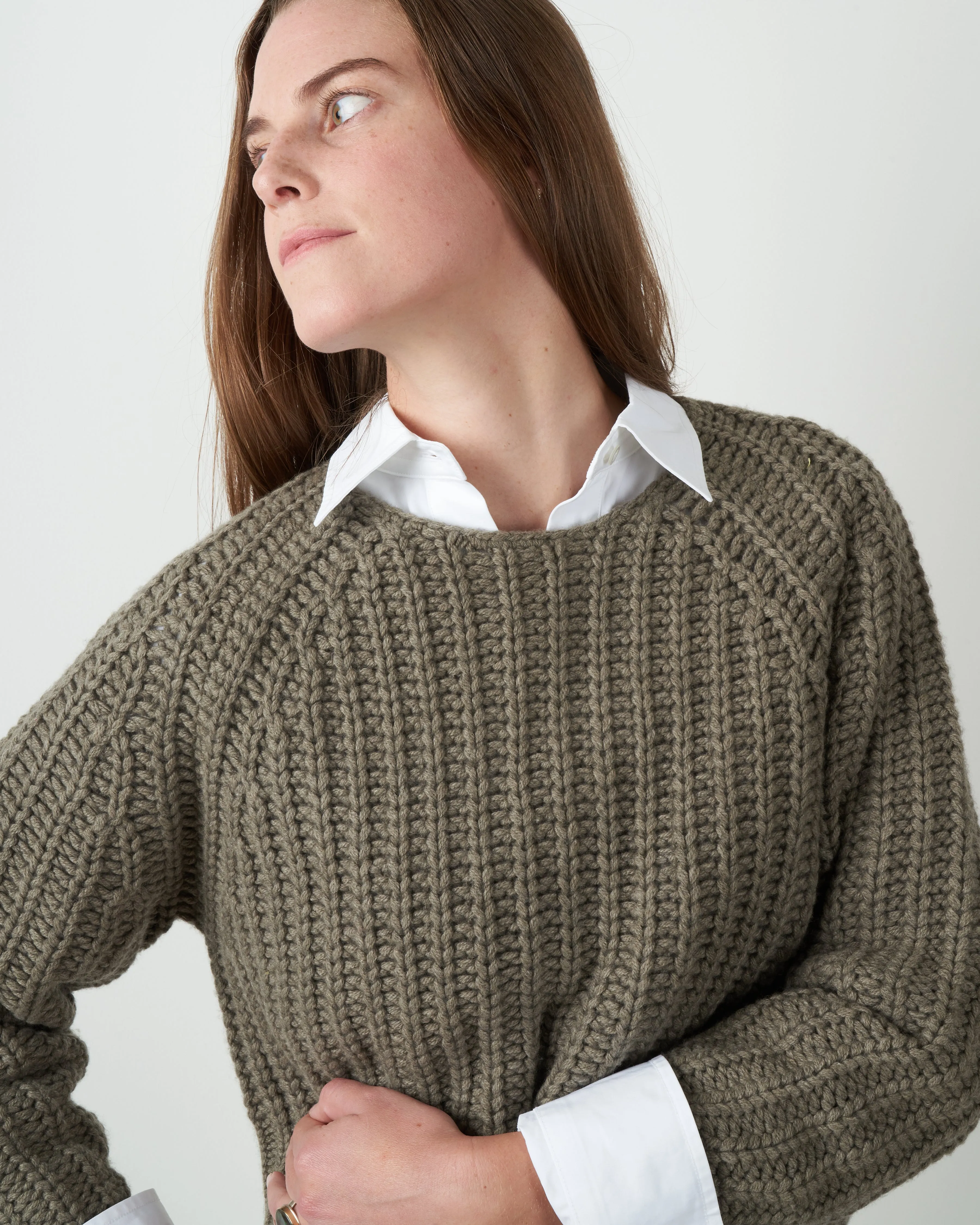 chunky cropped sweater - grey