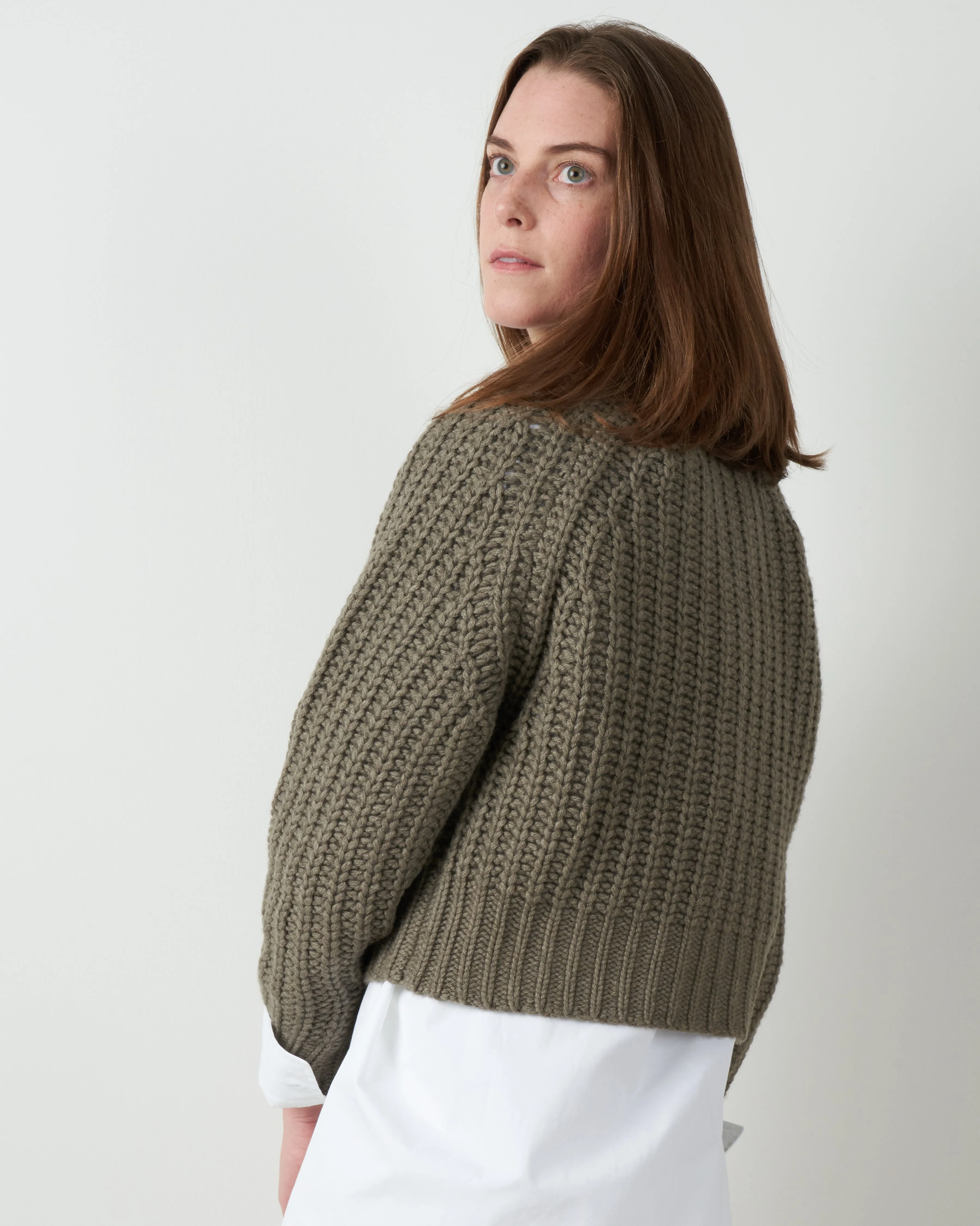 chunky cropped sweater - grey