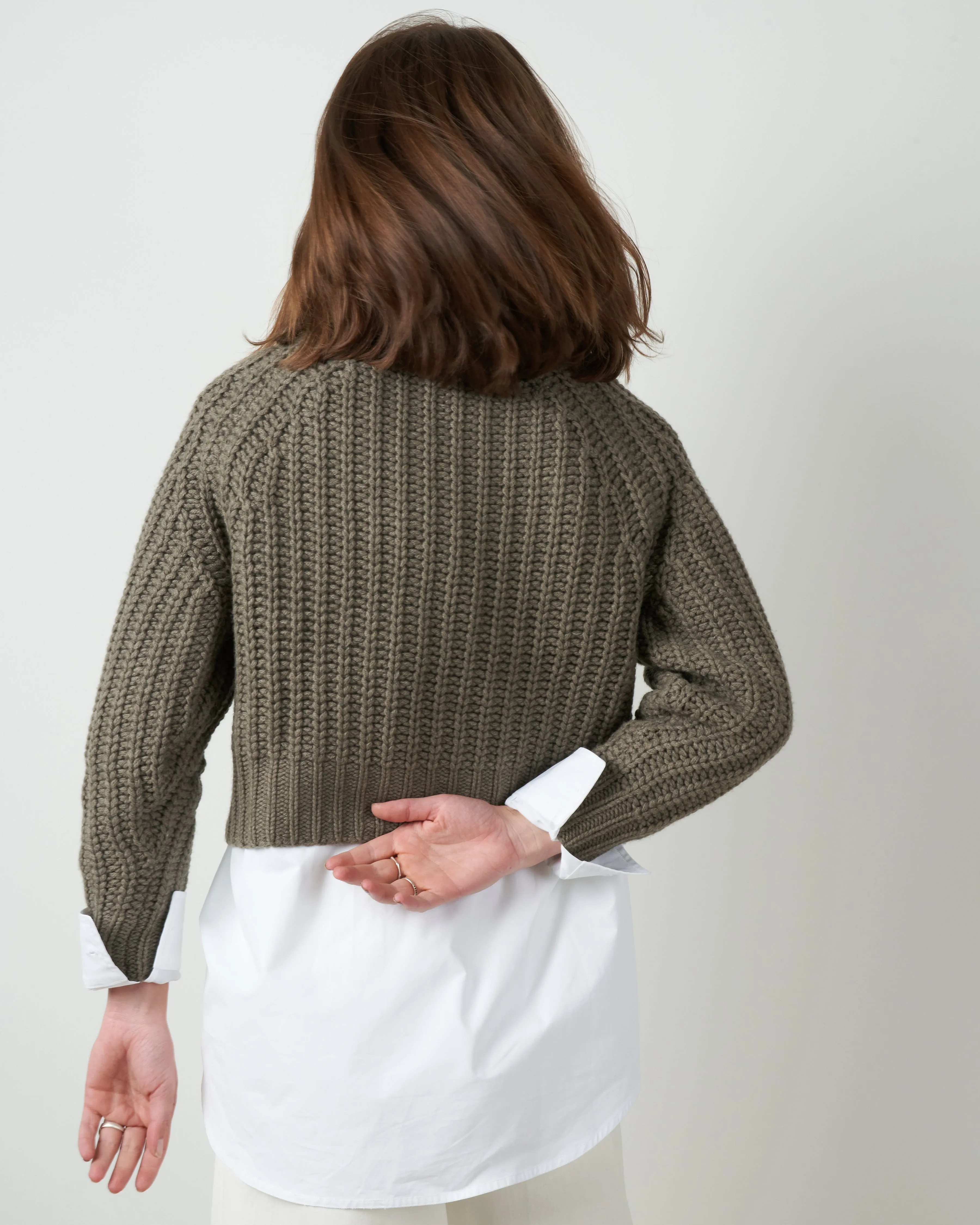 chunky cropped sweater - grey
