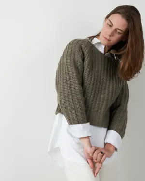 chunky cropped sweater - grey