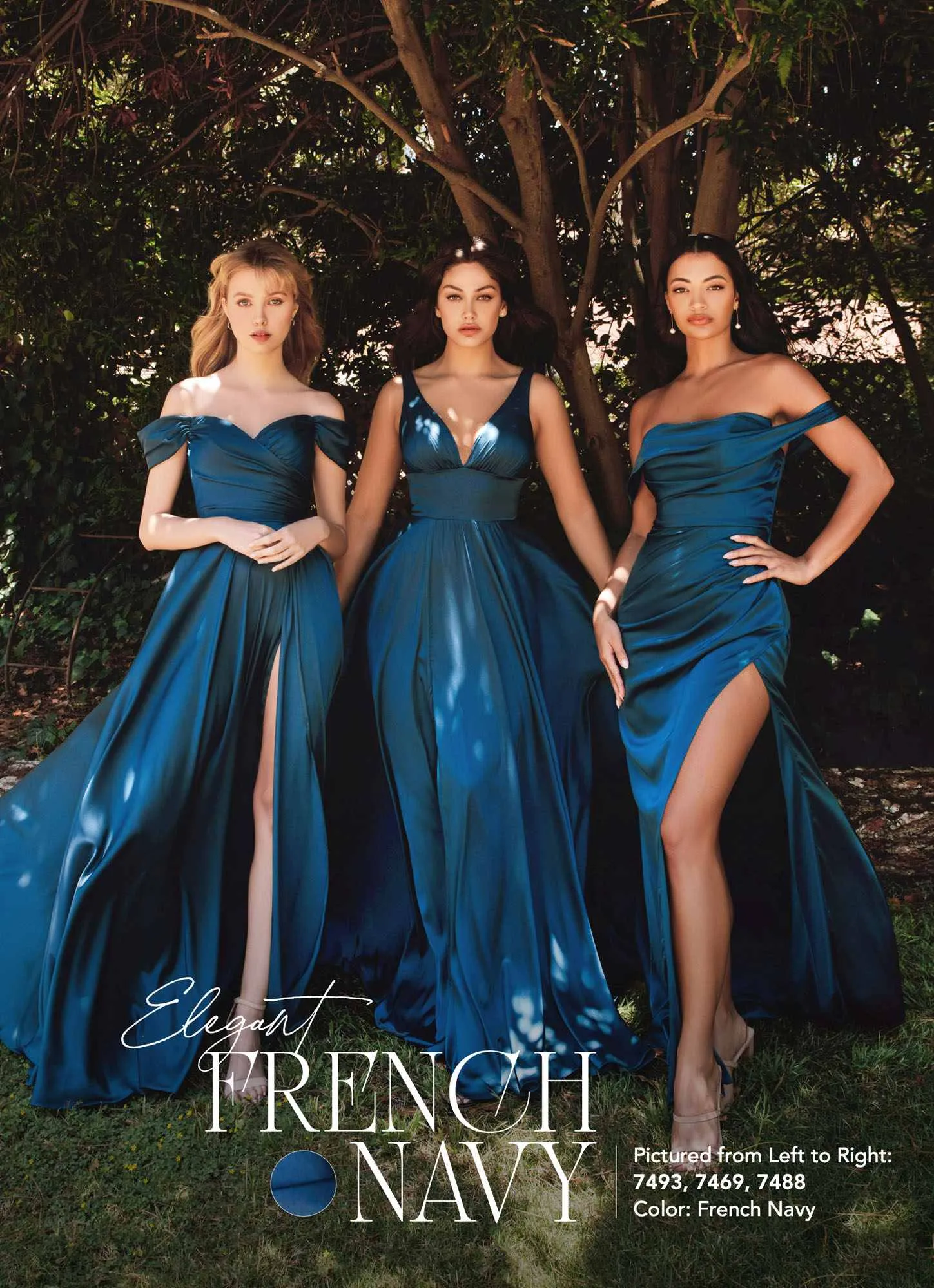 Cinderella Divine 7488 Long Column Satin Formal Dress Gathered