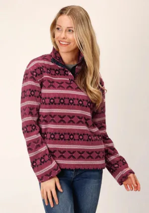 CL03-098-0250-6181 Ladies L/S Rusty Red Aztec Print Fleece