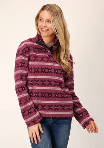CL03-098-0250-6181 Ladies L/S Rusty Red Aztec Print Fleece