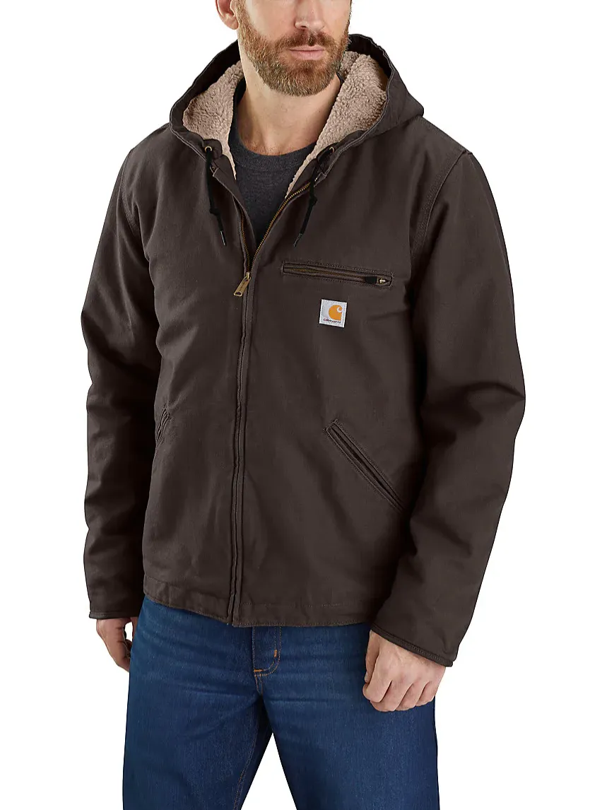 CL104392-L-DrkBrown Jacket Carhartt Relaxed Fit Sherpa Lined