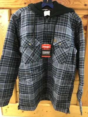 CL3W802-S-Blk/Nvy Wrangler Jacket Hooded Flannel Zip Front