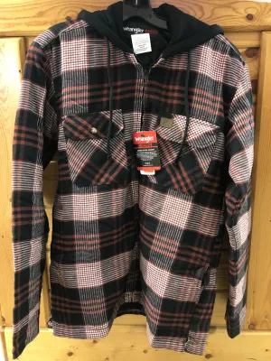 CL3W802-S-Blk/Rd Wrangler Jacket Hooded Flannel Zip Front