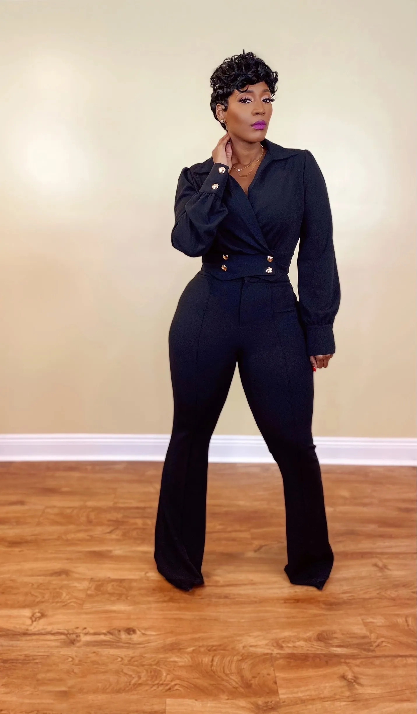 CLASSY OUTING PANTS SET (BLACK)