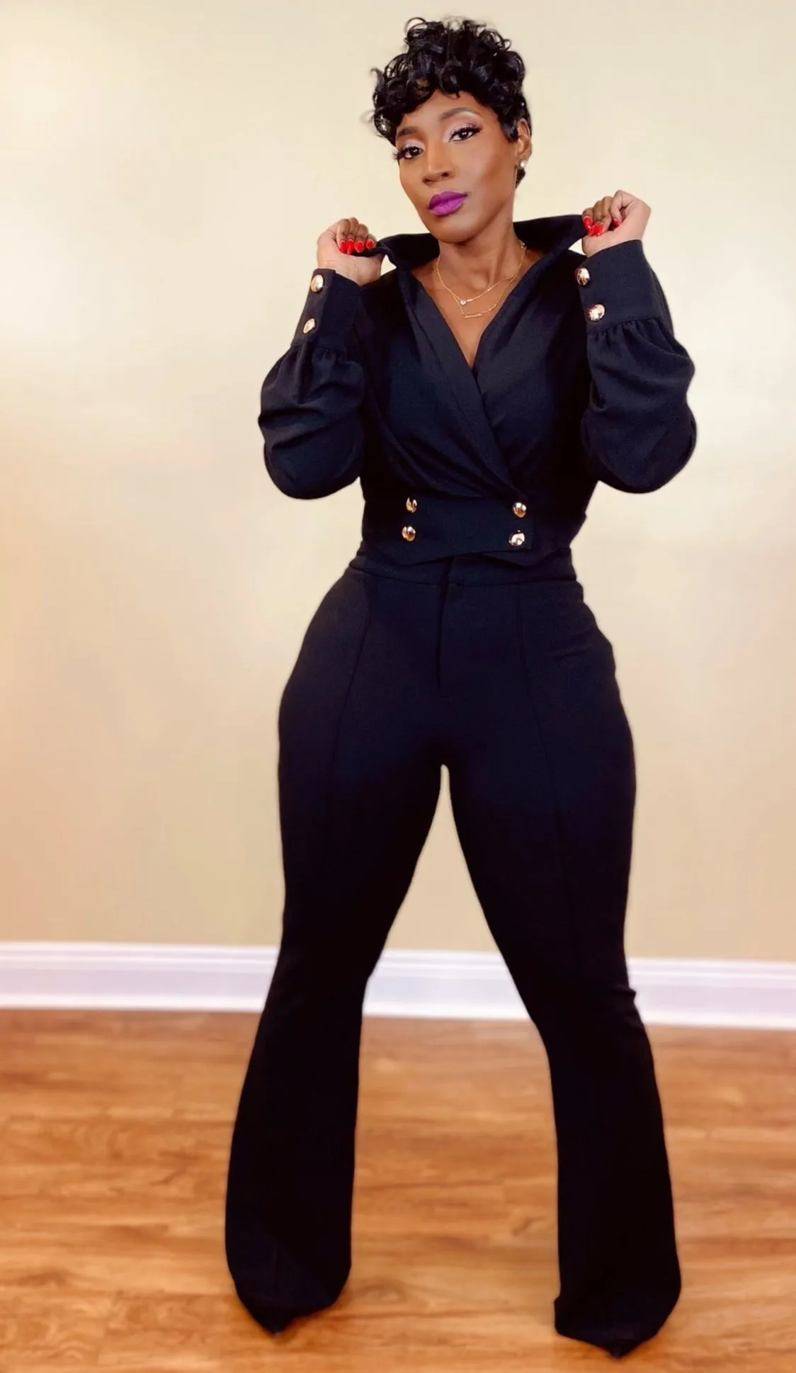 CLASSY OUTING PANTS SET (BLACK)
