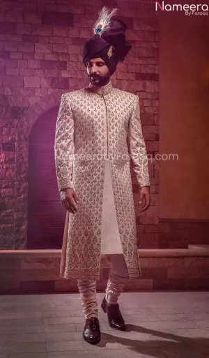 Classy Pakistani Clothes Men Sherwani with Turban #GN39