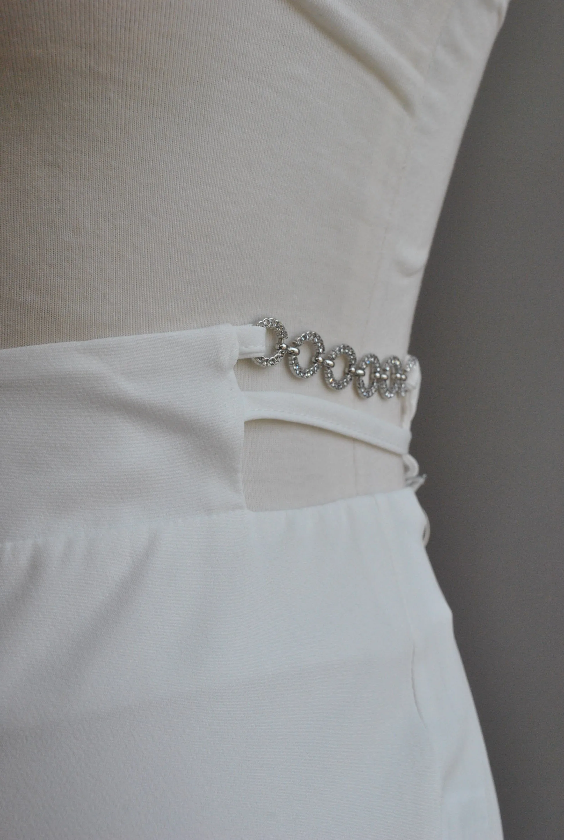 CLEARANCE - WHITE SUIT WITH BOWS AND CRYSTALS