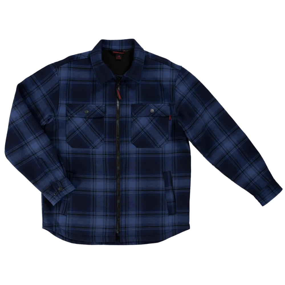 CLWS071-L-Blu/Blk Jacket Zip Front Flannel Lined