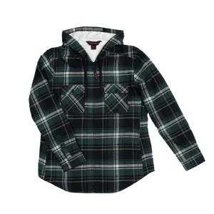 CLWS121-S-Grn/Blk Womens Plush Pile-Lined Flannel Zip