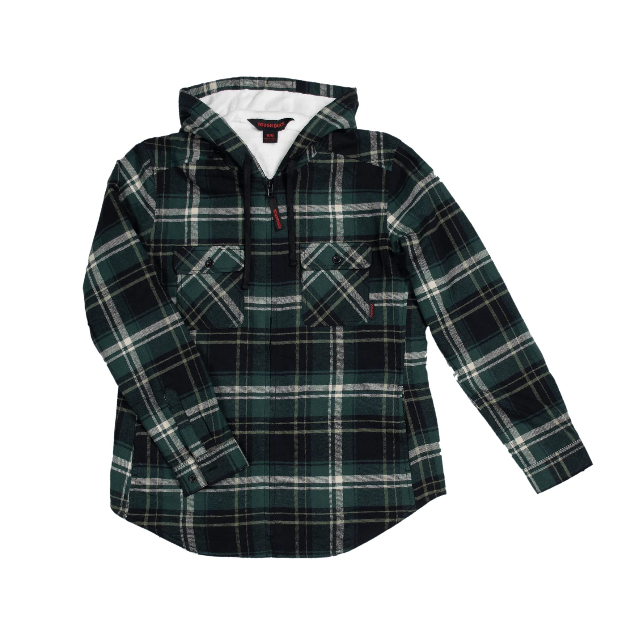 CLWS121-S-Grn/Blk Womens Plush Pile-Lined Flannel Zip