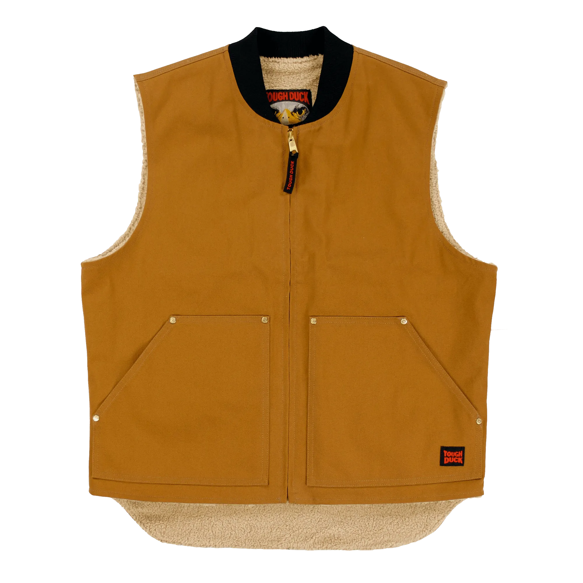 CLWV061-L-Brown Vest Tough Duck Sherpa Lined