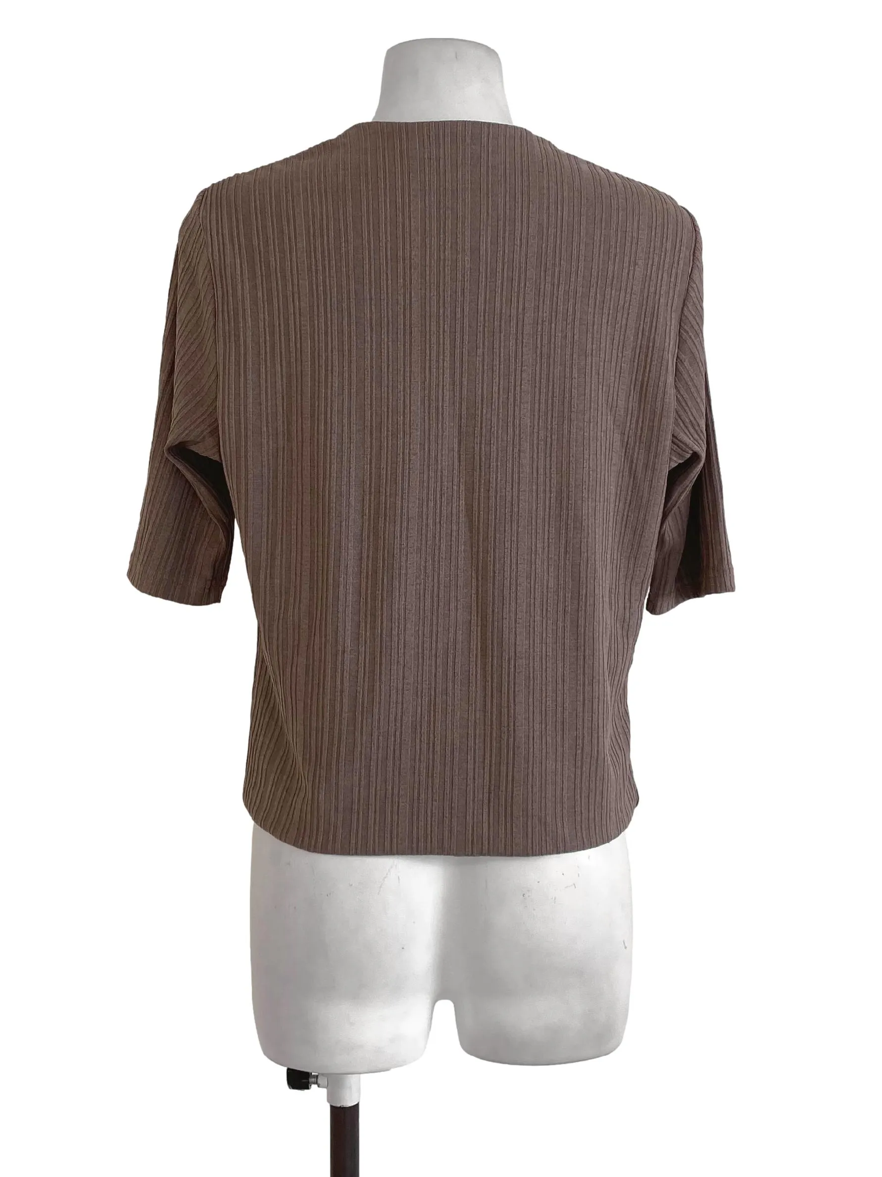 Coffee Ribbed Knit Crop Top