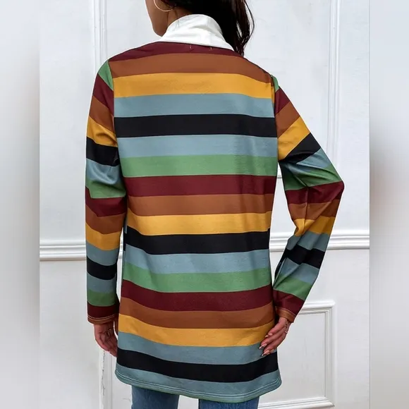 Color Wave Open Front Cardigan - Matcha